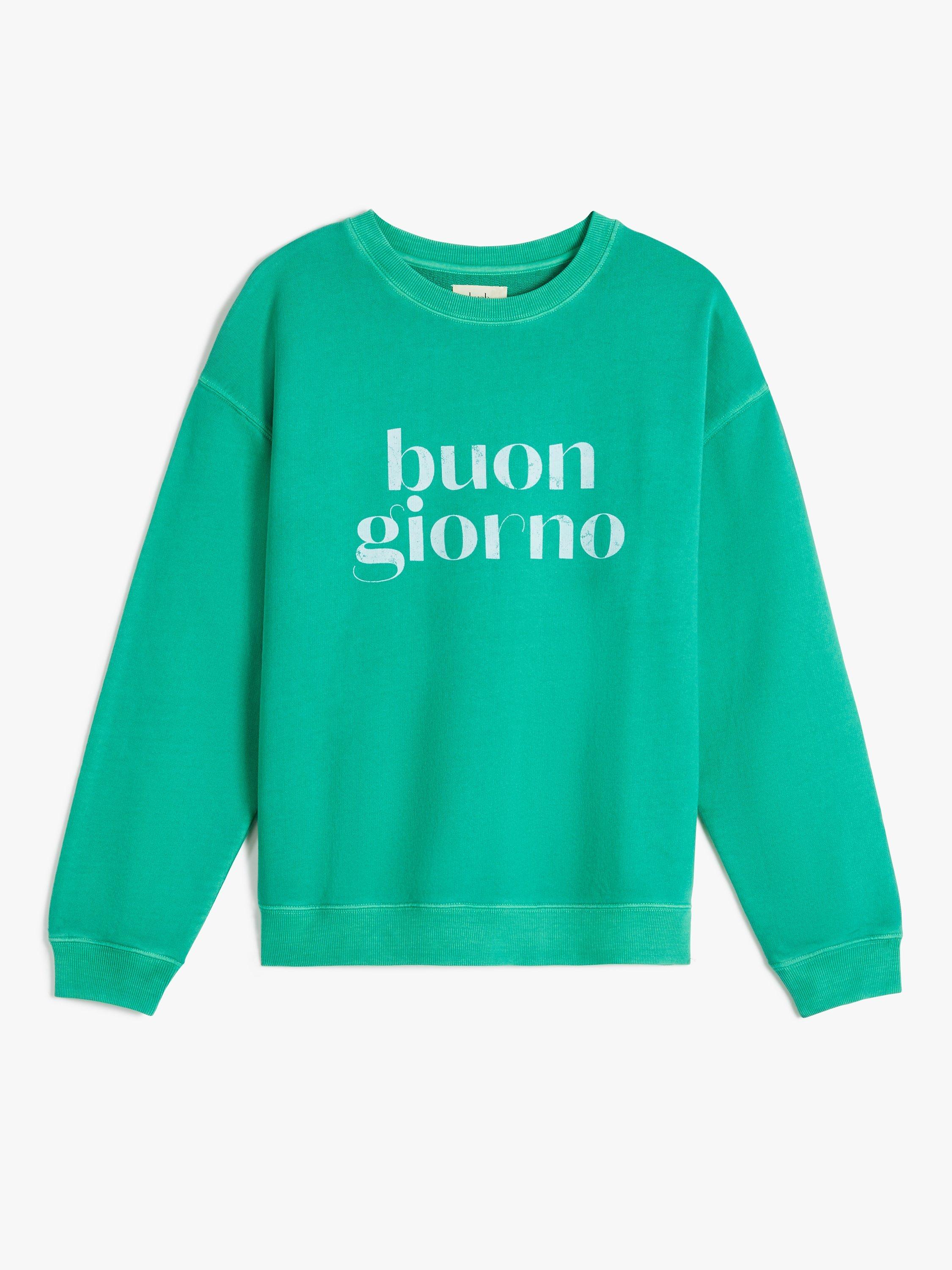 Product image 3 of 7, which shows HUSH Buon Giorno Sweatshirt, Green, L