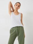 HUSH Sally V-Neck Jersey Vest Top, Lightest Grey Marl