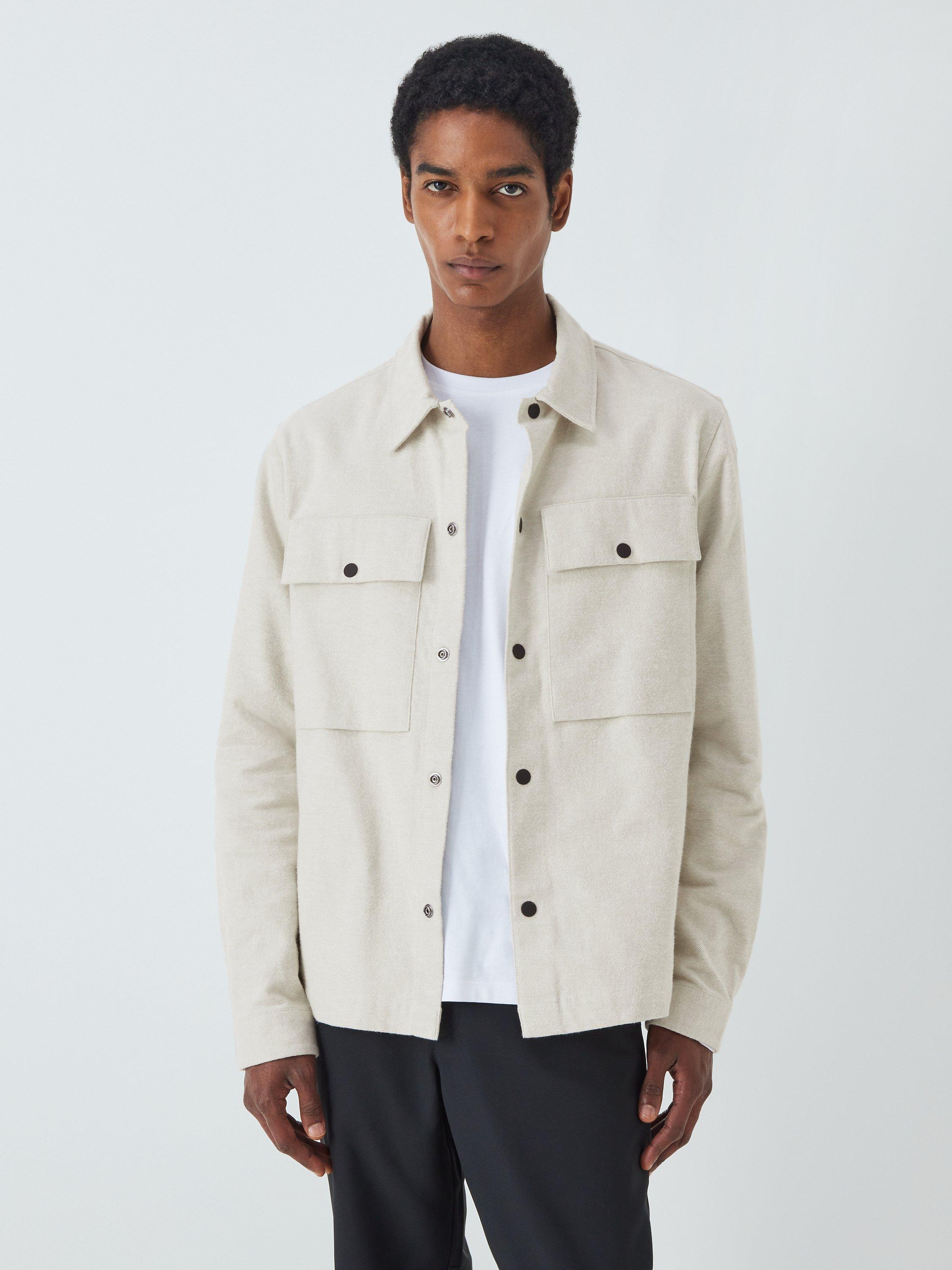 Kin Brushed Cotton Overshirt, Silver Birch