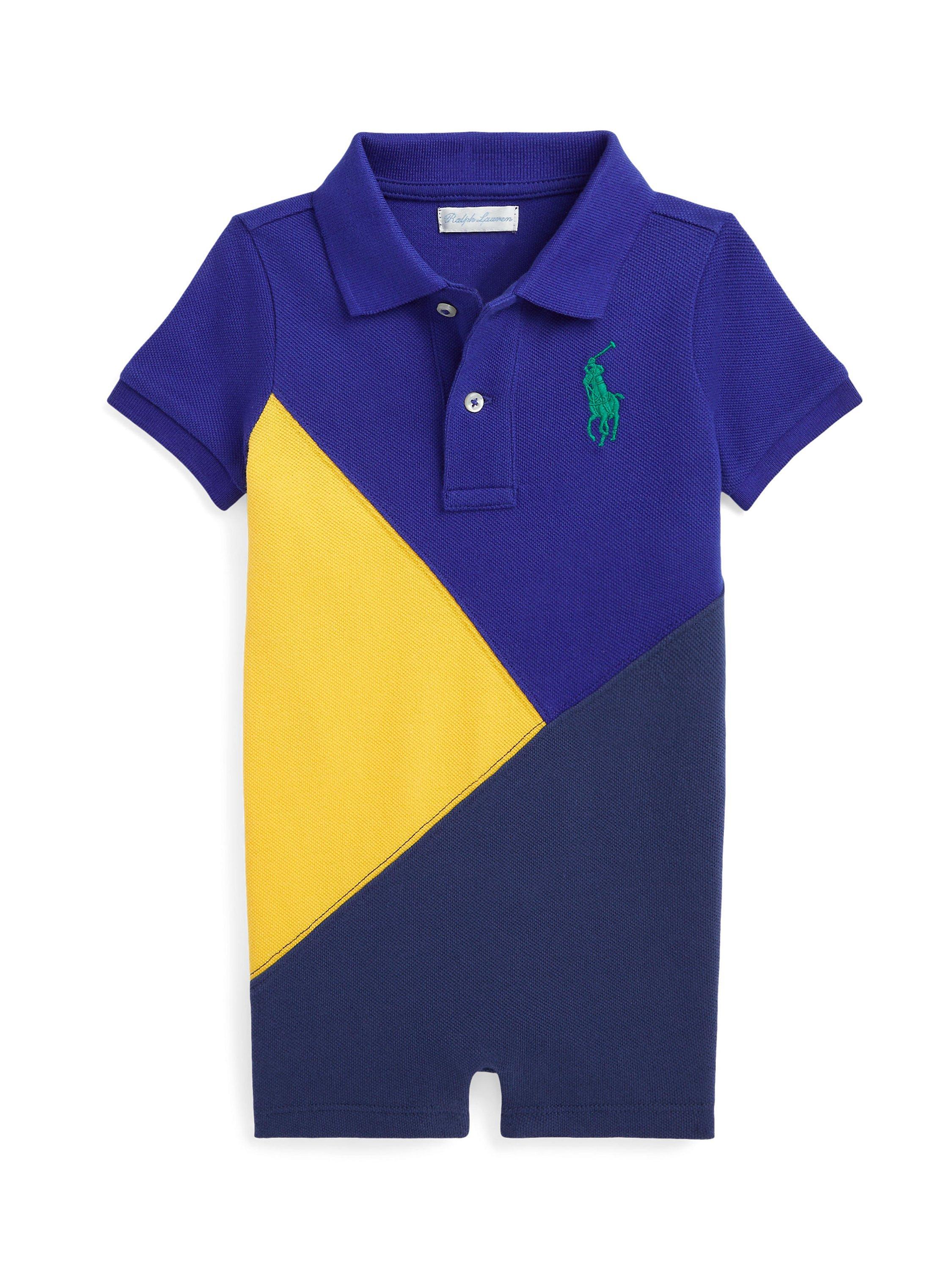 Ralph Lauren Baby Shortall Logo Romper, City Royal/Multi