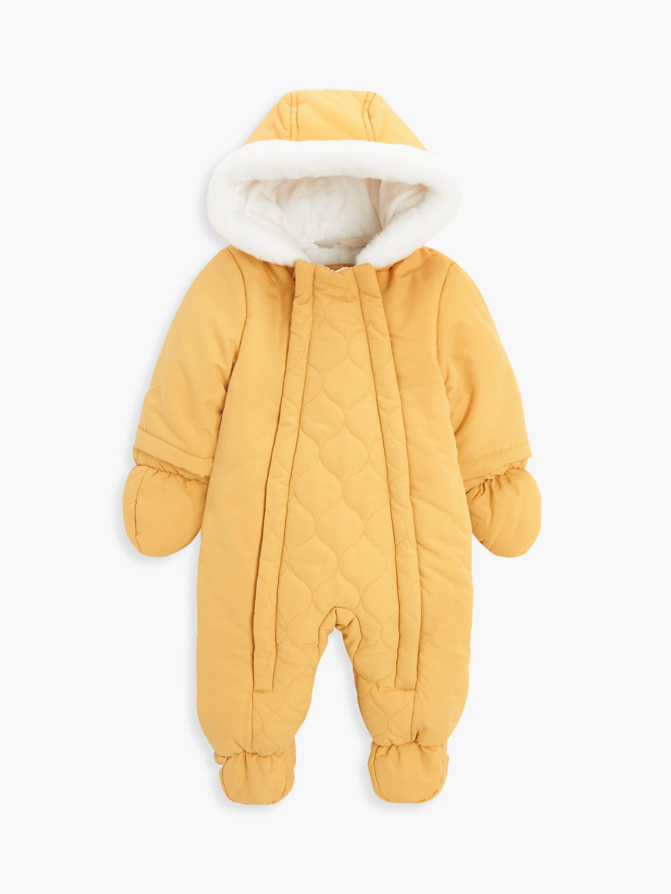 John Lewis Baby Quilted Snowsuit, Yellow