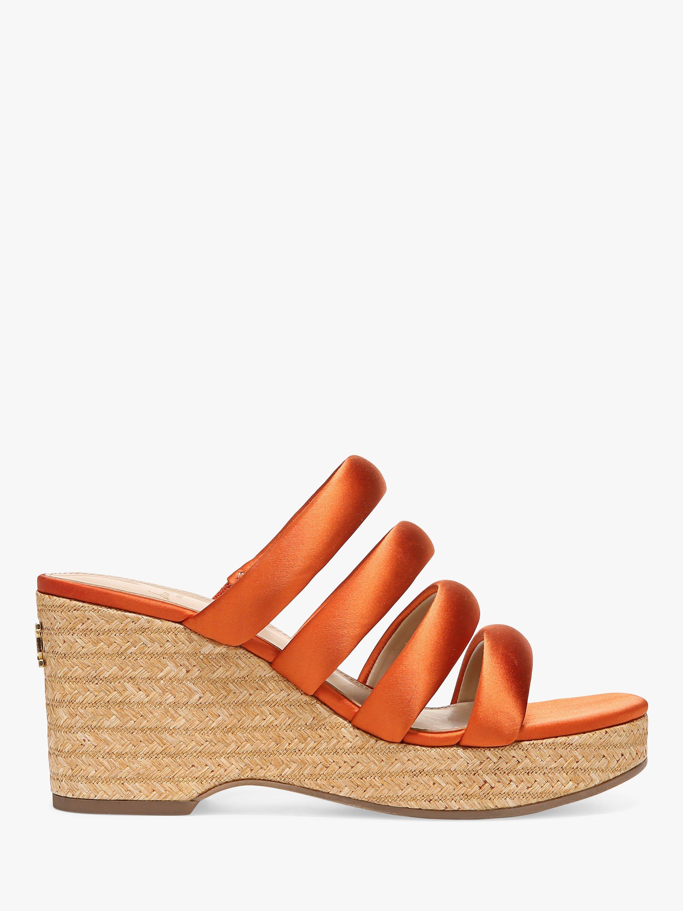 Sam Edelman Yuki Leather Wedge Heel Sandals, Orange