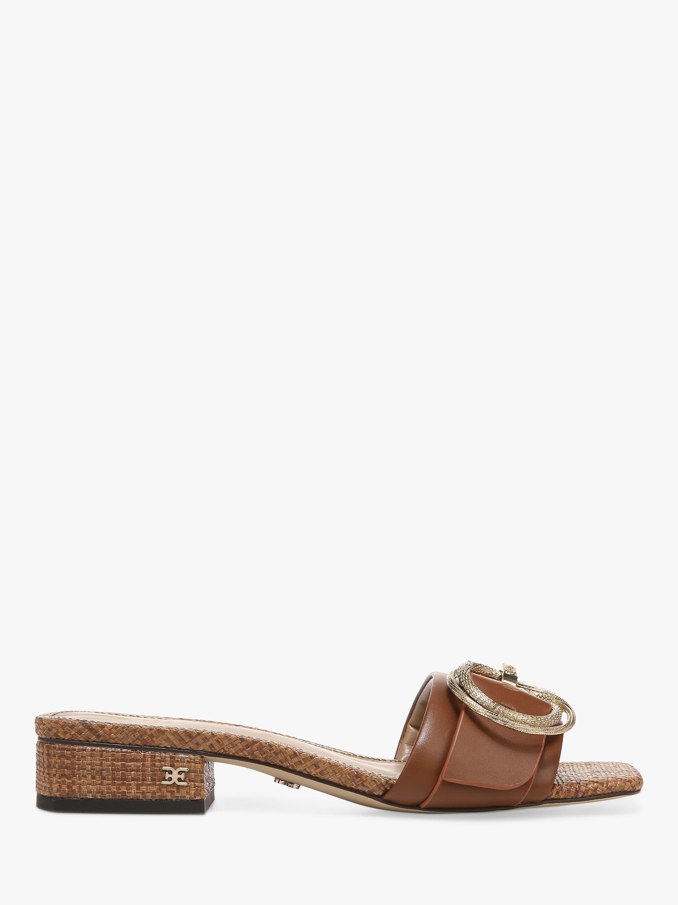 Product image 1 of 6, which shows Sam Edelman Delfi Leather Sliders, Cognac, 8