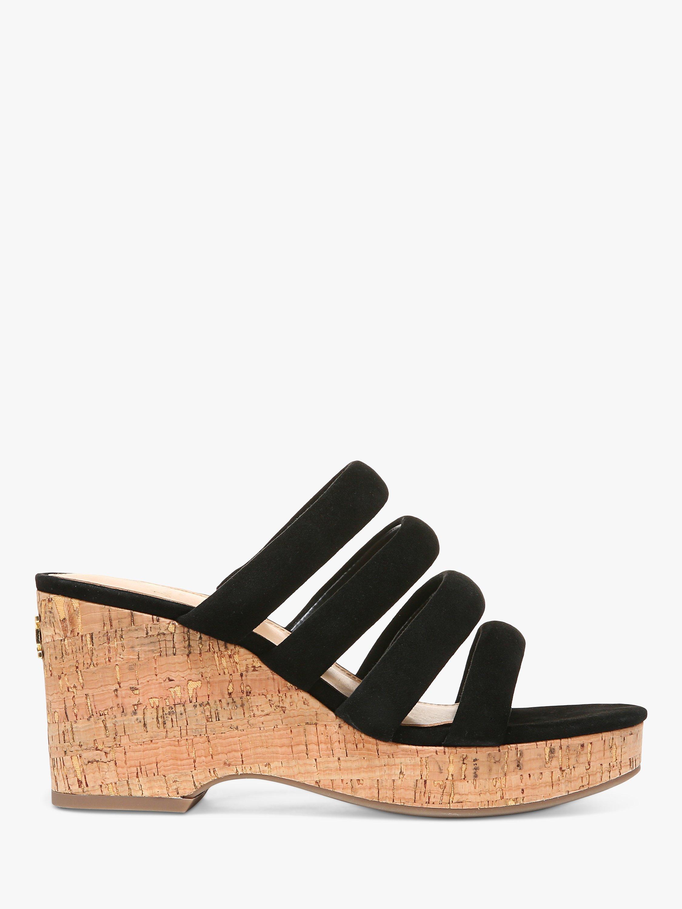 Sam Edelman Yuki Leather Wedge Heel Sandals, Black