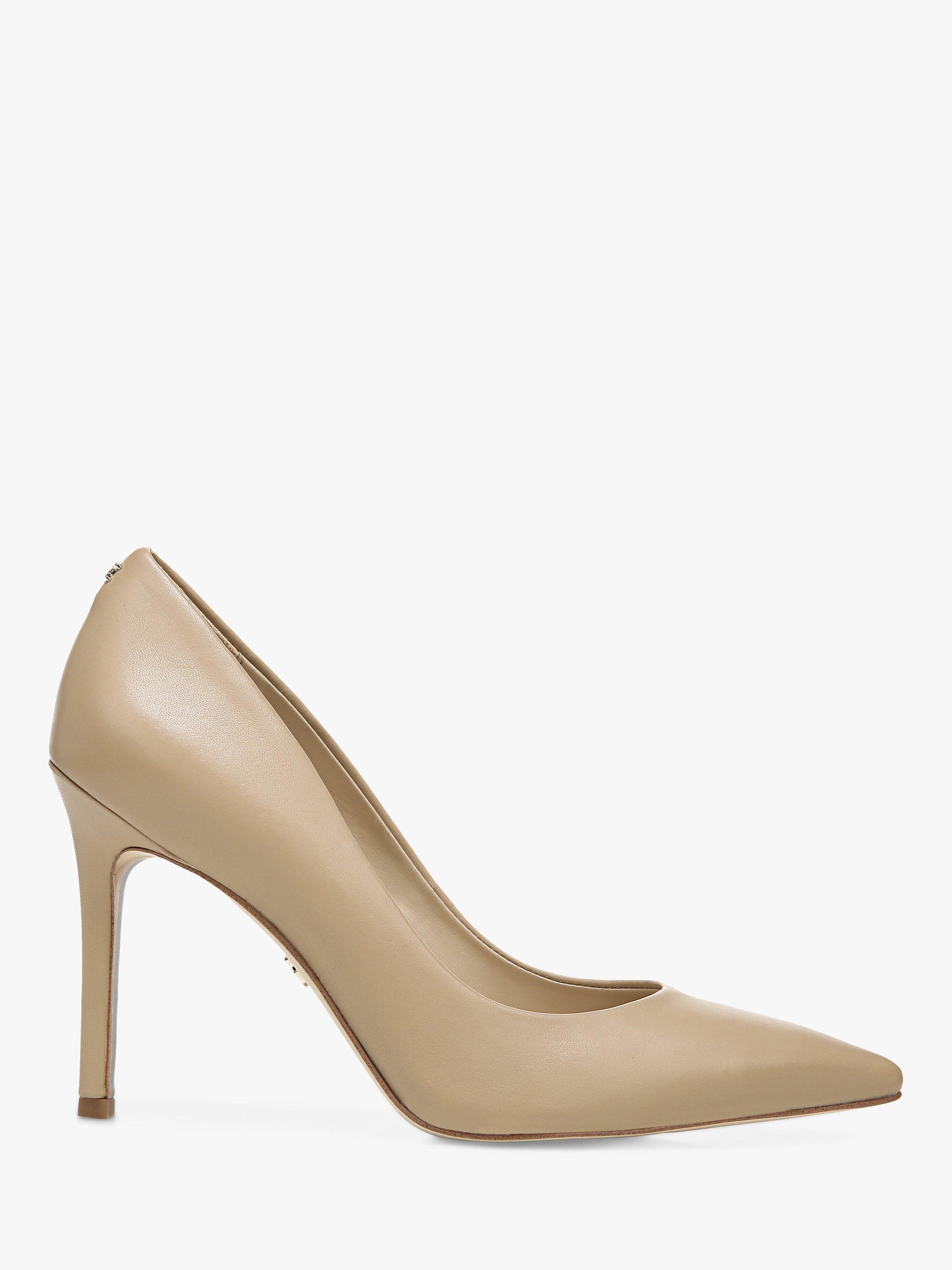 Sam Edelman Hazel Leather Pointed Toe Heeled Pumps, Soft Beige, 3