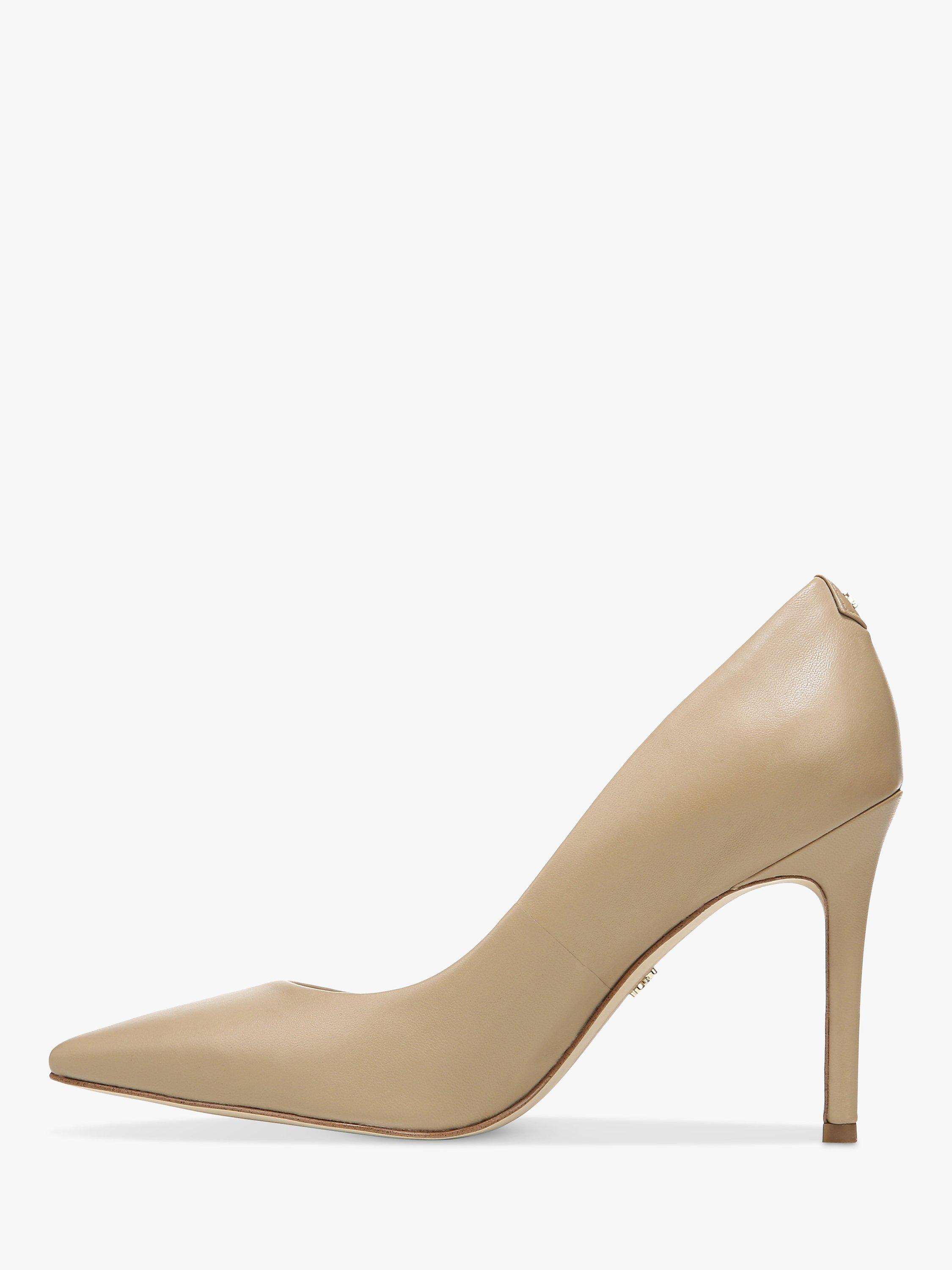 Sam Edelman Hazel Leather Pointed Toe Heeled Pumps, Soft Beige, 3