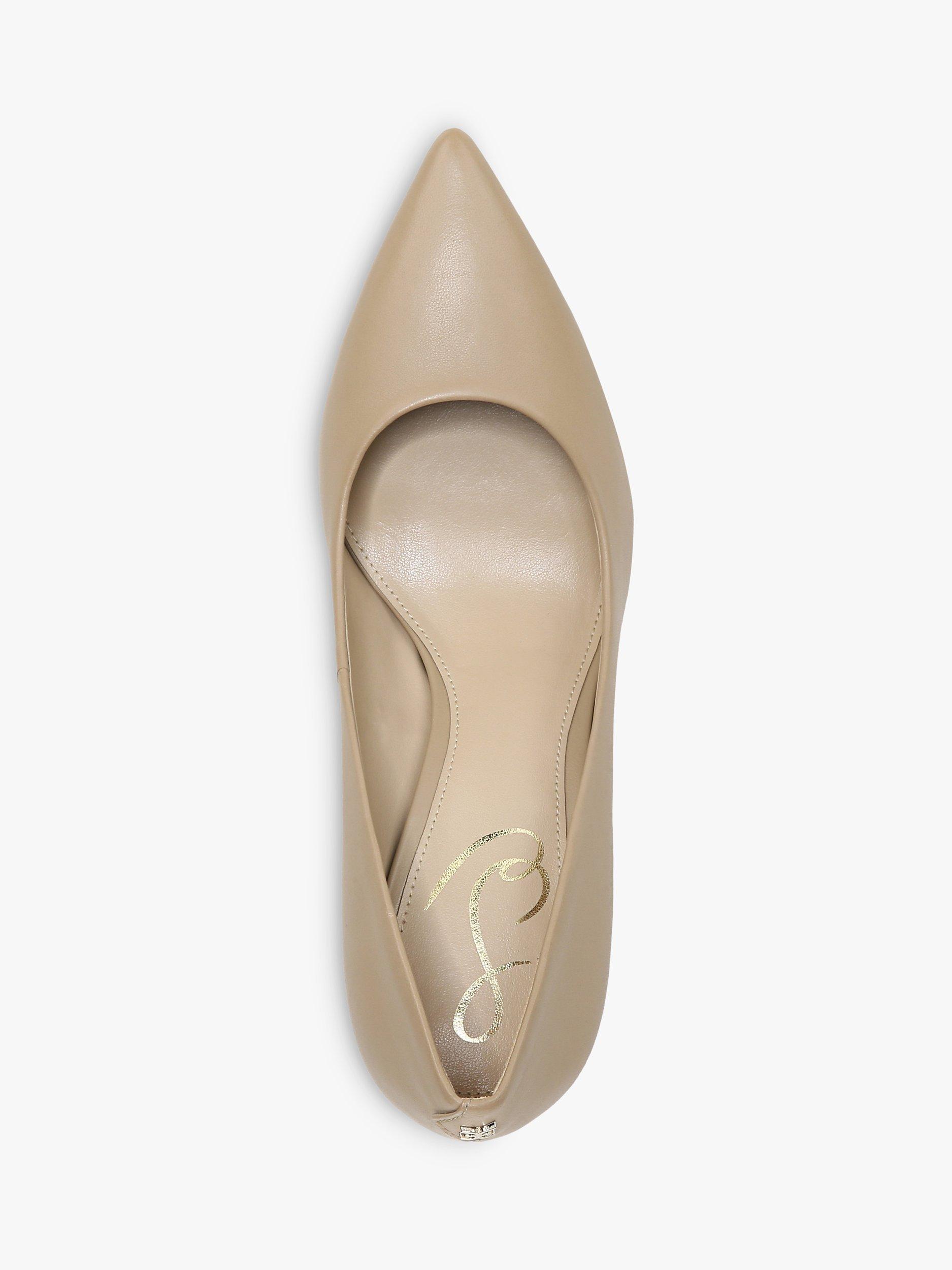 Sam Edelman Hazel Leather Pointed Toe Heeled Pumps, Soft Beige, 3