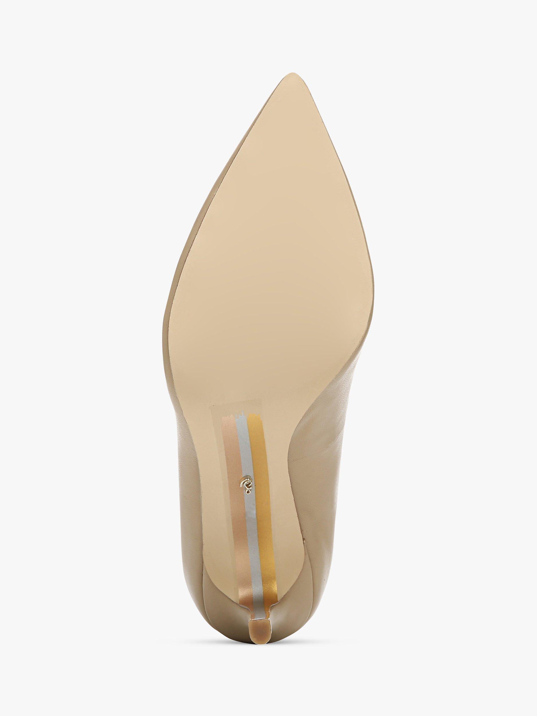 Sam Edelman Hazel Leather Pointed Toe Heeled Pumps, Soft Beige, 3