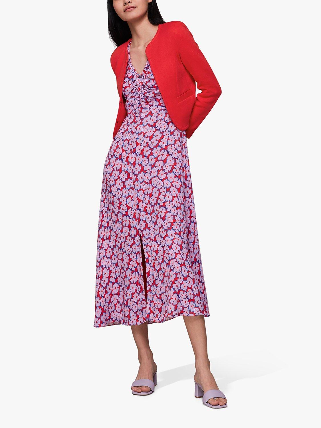 Whistles Collarless Jersey Jacket, Red