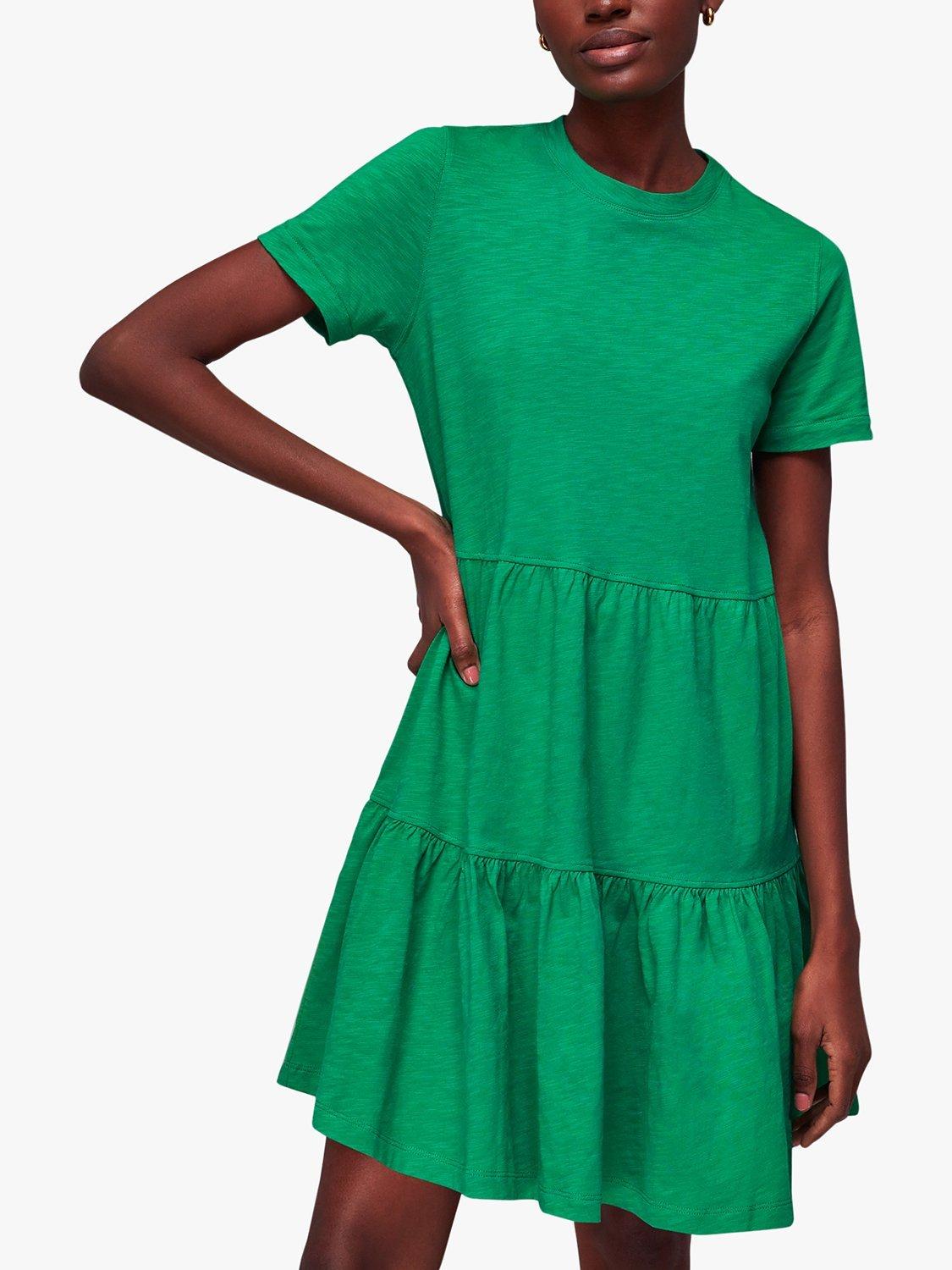 Whistles Tiered Jersey Mini Dress, Green
