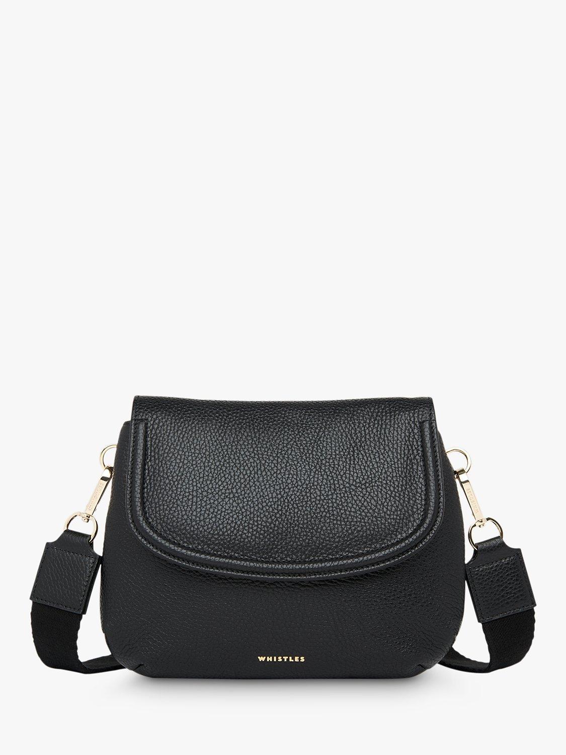 Whistles Nala Soft Leather Cross Body Saddle Bag, Black