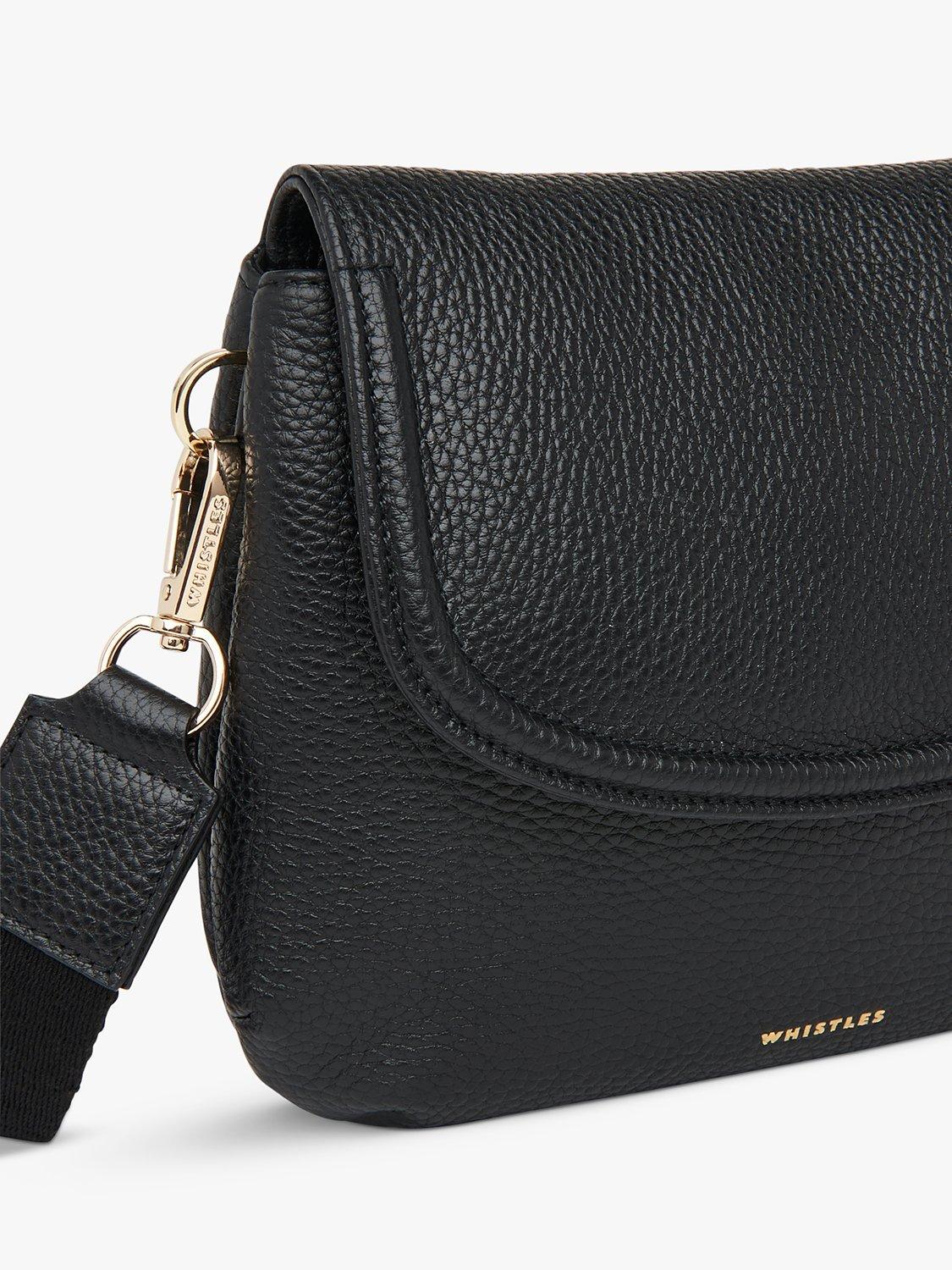 Whistles Nala Soft Leather Cross Body Saddle Bag, Black