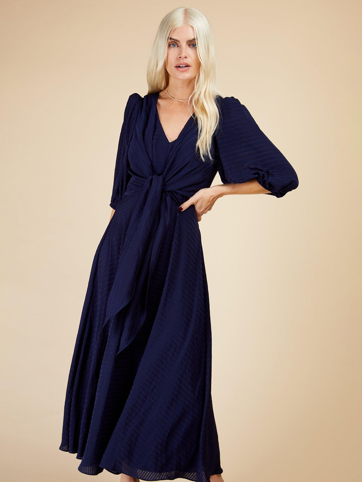 Little Mistress Tie Detail Midi Dress, Navy