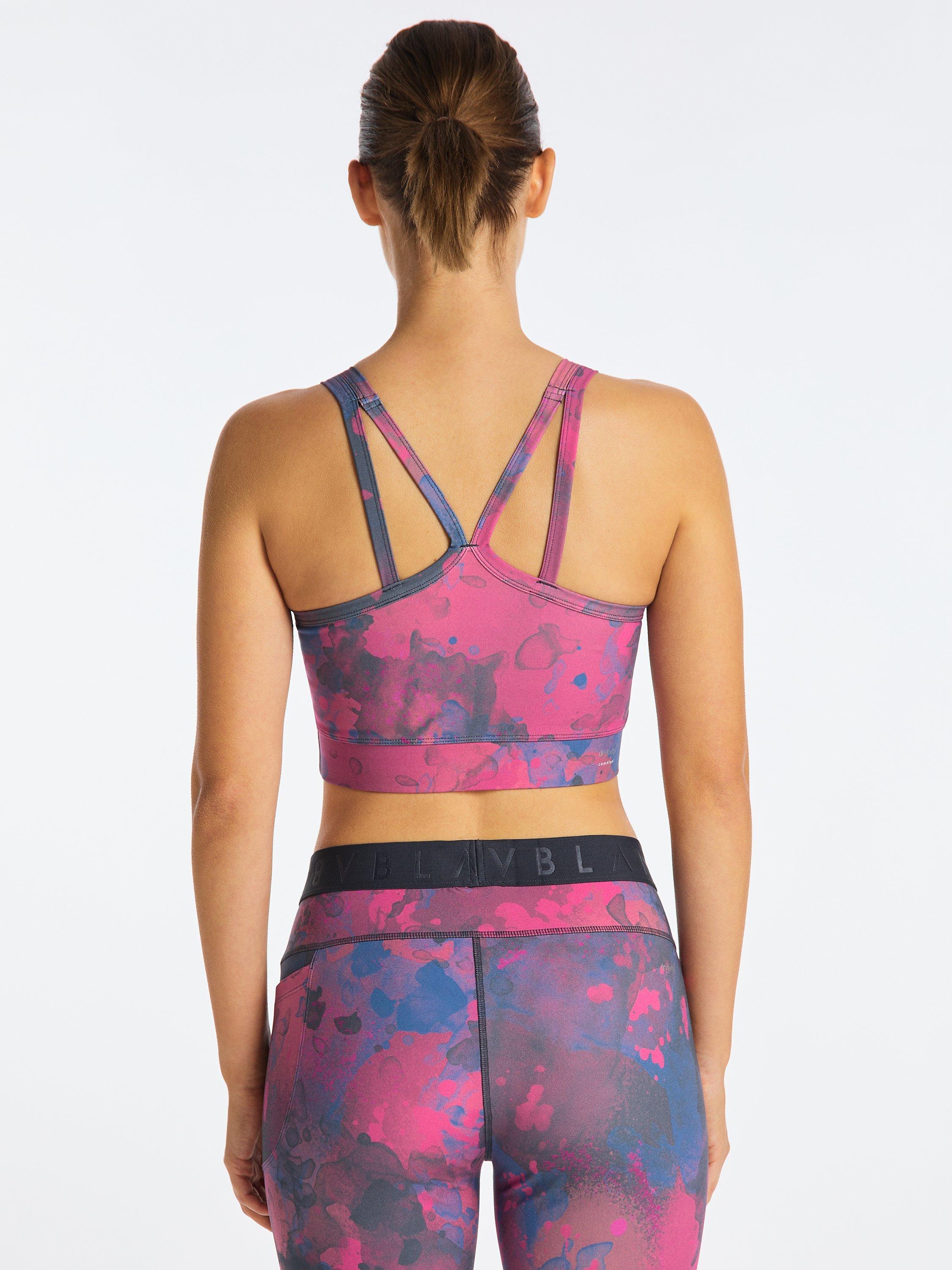 Product image 2 of 7, which shows Venice Beach Violet Medium Impact Sports Bra, Aop Colour Clash, XS