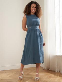 Truly Cotton Cheesecloth Midi Dress, Blue