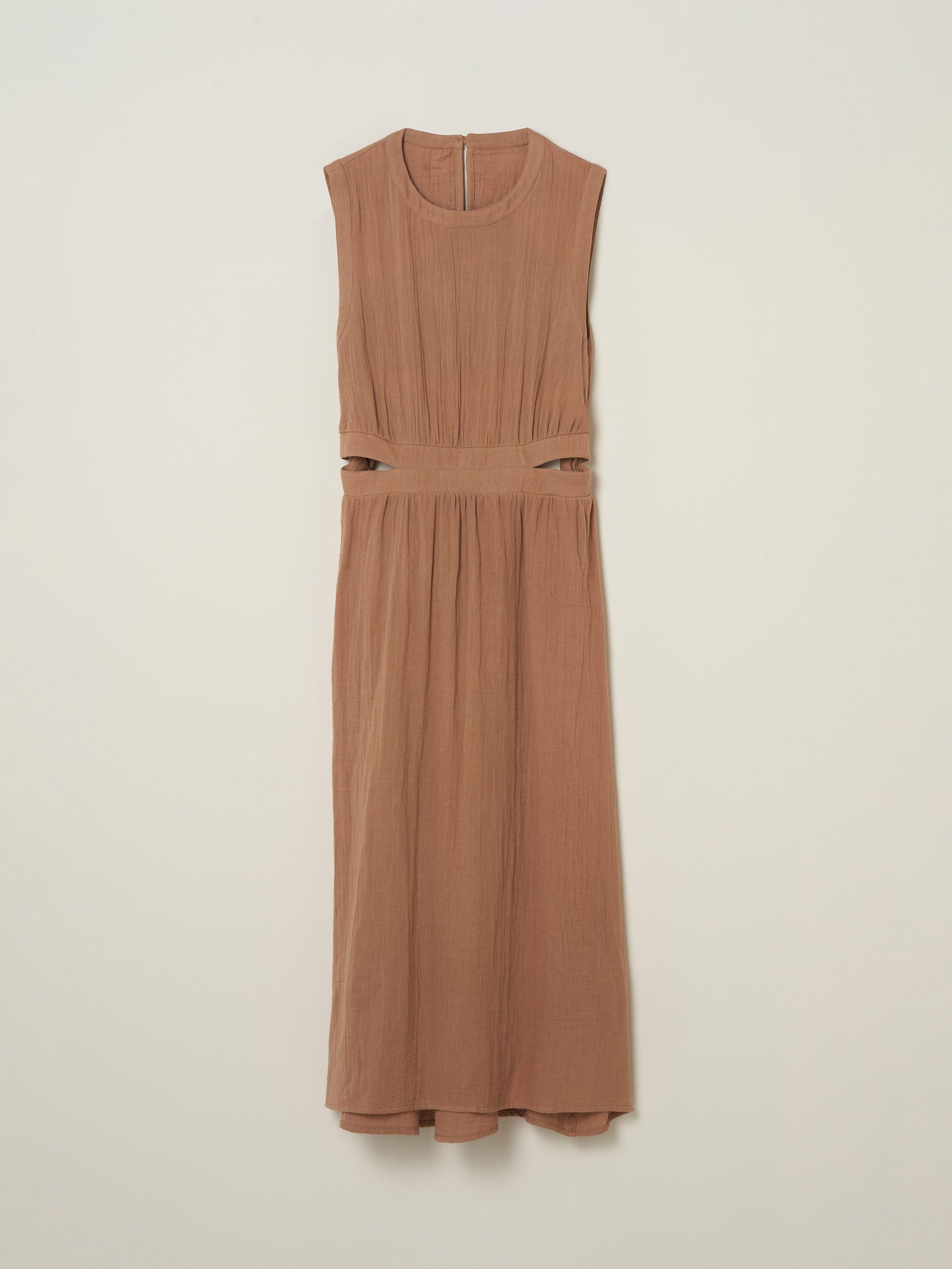 Product image 4 of 4, which shows Truly Cotton Cheesecloth Midi Dress, Camel, S
