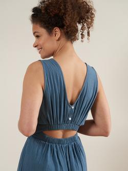 Truly Cotton Cheesecloth Jumpsuit - view 2, Blue