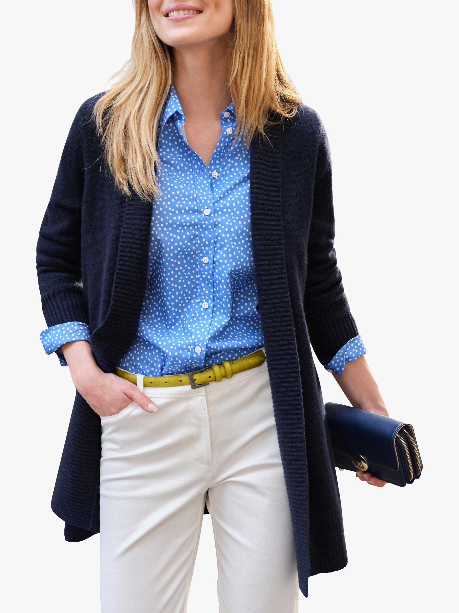 Product image 1 of 2, which shows Pure Collection Wool and Cashmere Edge to Edge Cardigan, Navy, 16