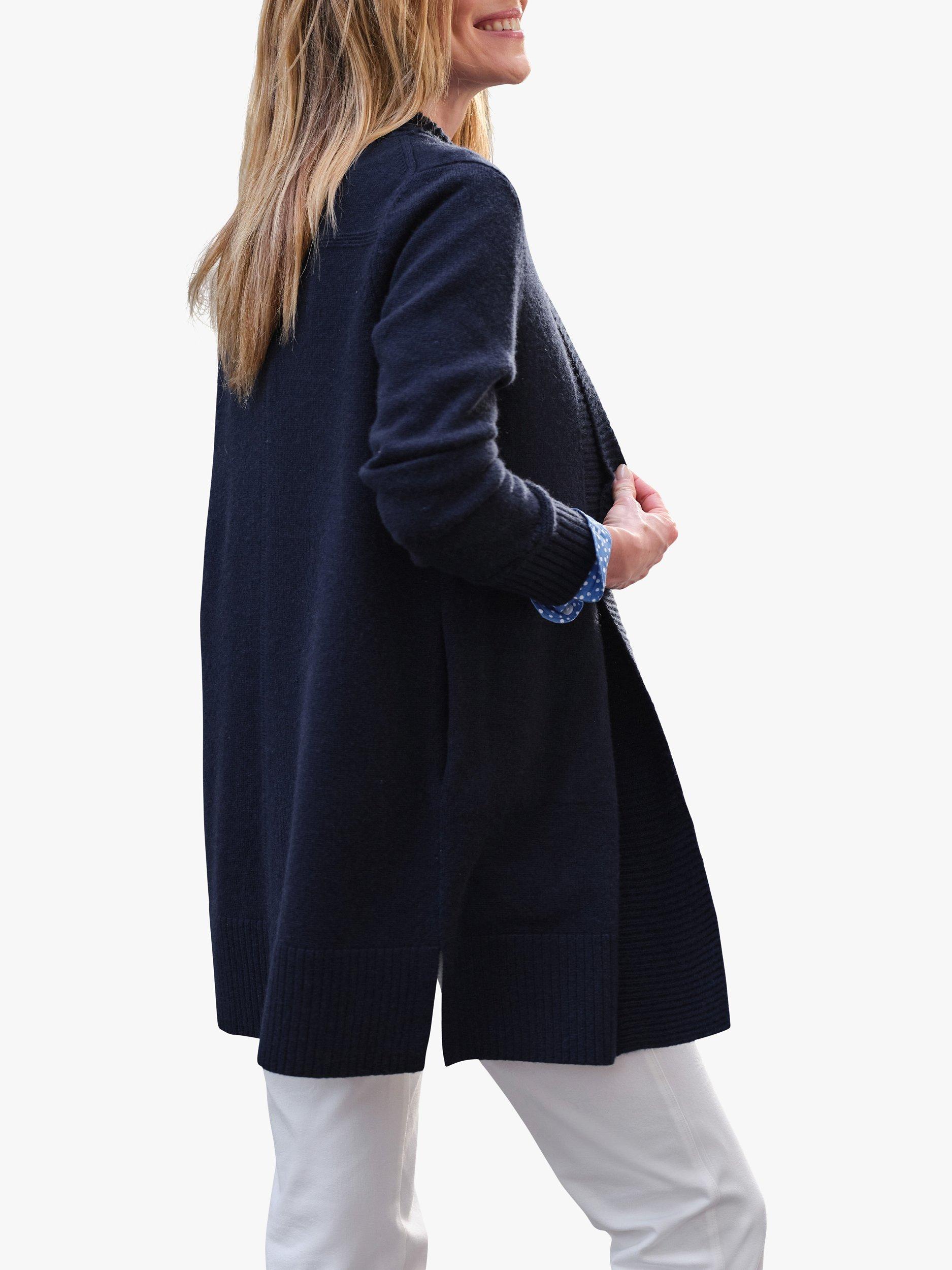 Product image 2 of 2, which shows Pure Collection Wool and Cashmere Edge to Edge Cardigan, Navy, 16