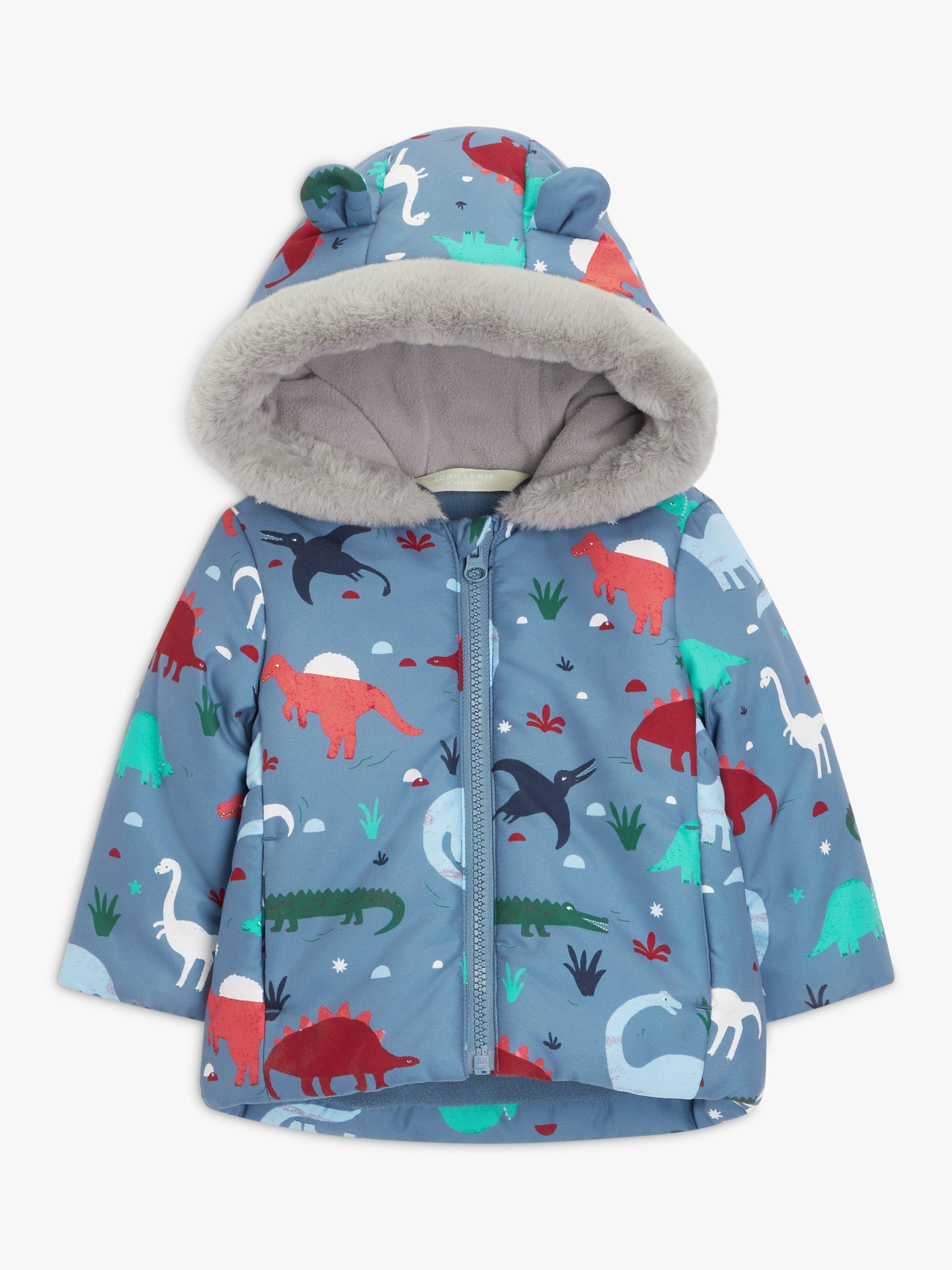 John Lewis Baby Dinosaur Puffer Coat, Multi