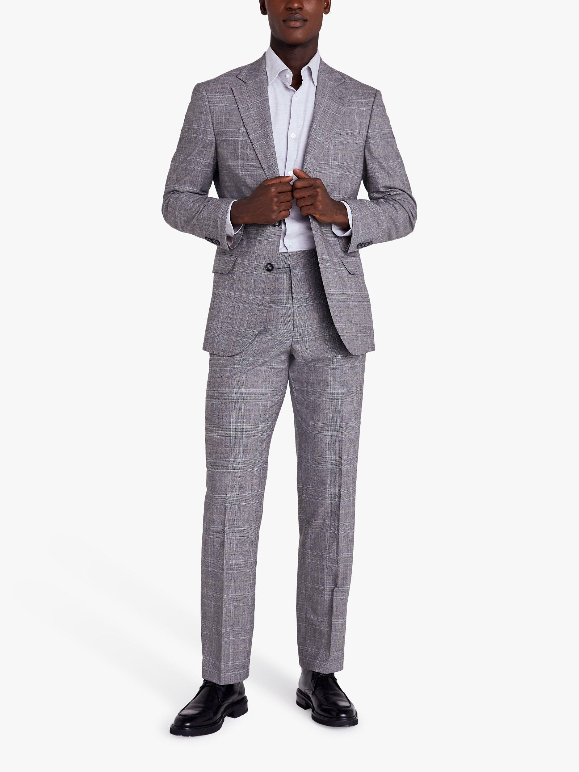 Moss Regular Fit Check Jacket, Grey