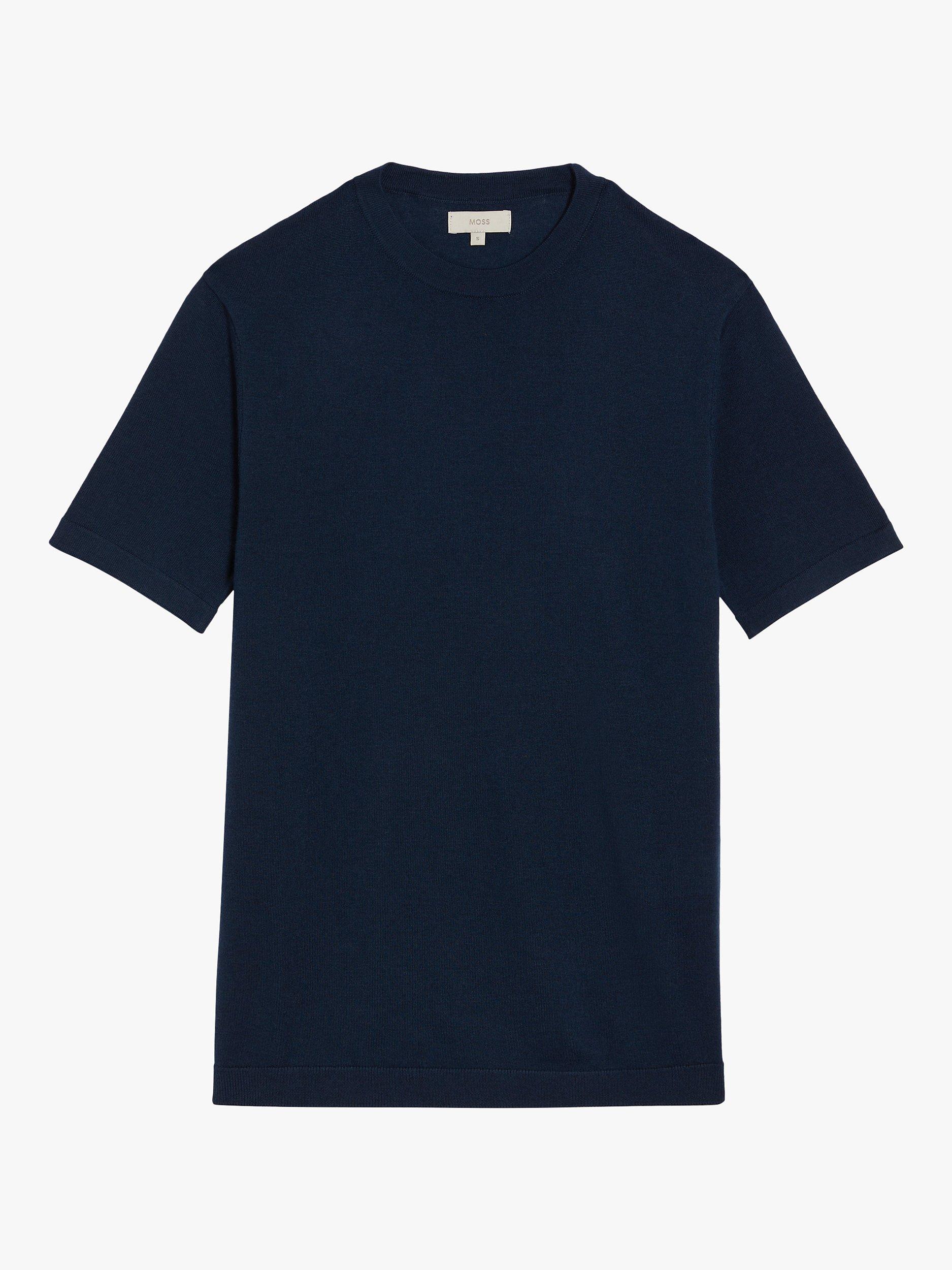 Moss Merino Wool Blend Crew Neck T-Shirt, Iris Blue