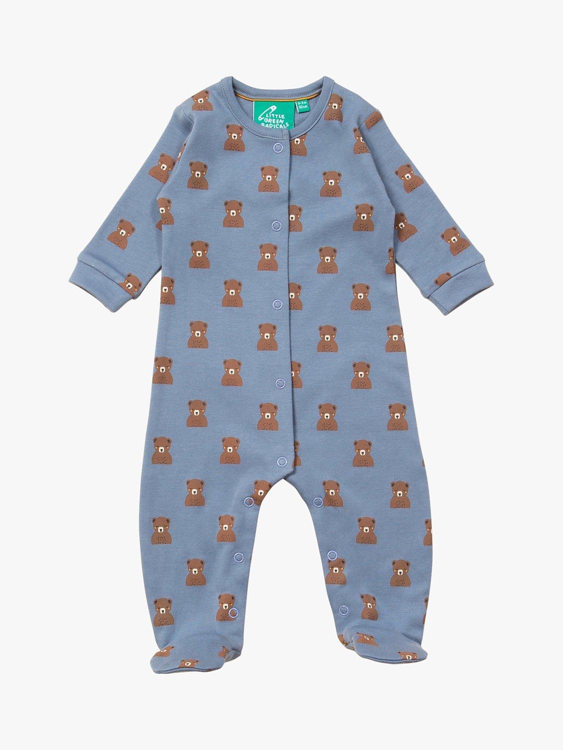Little Green Radicals Baby Organic Cotton Little Bear Babygrow, Blue