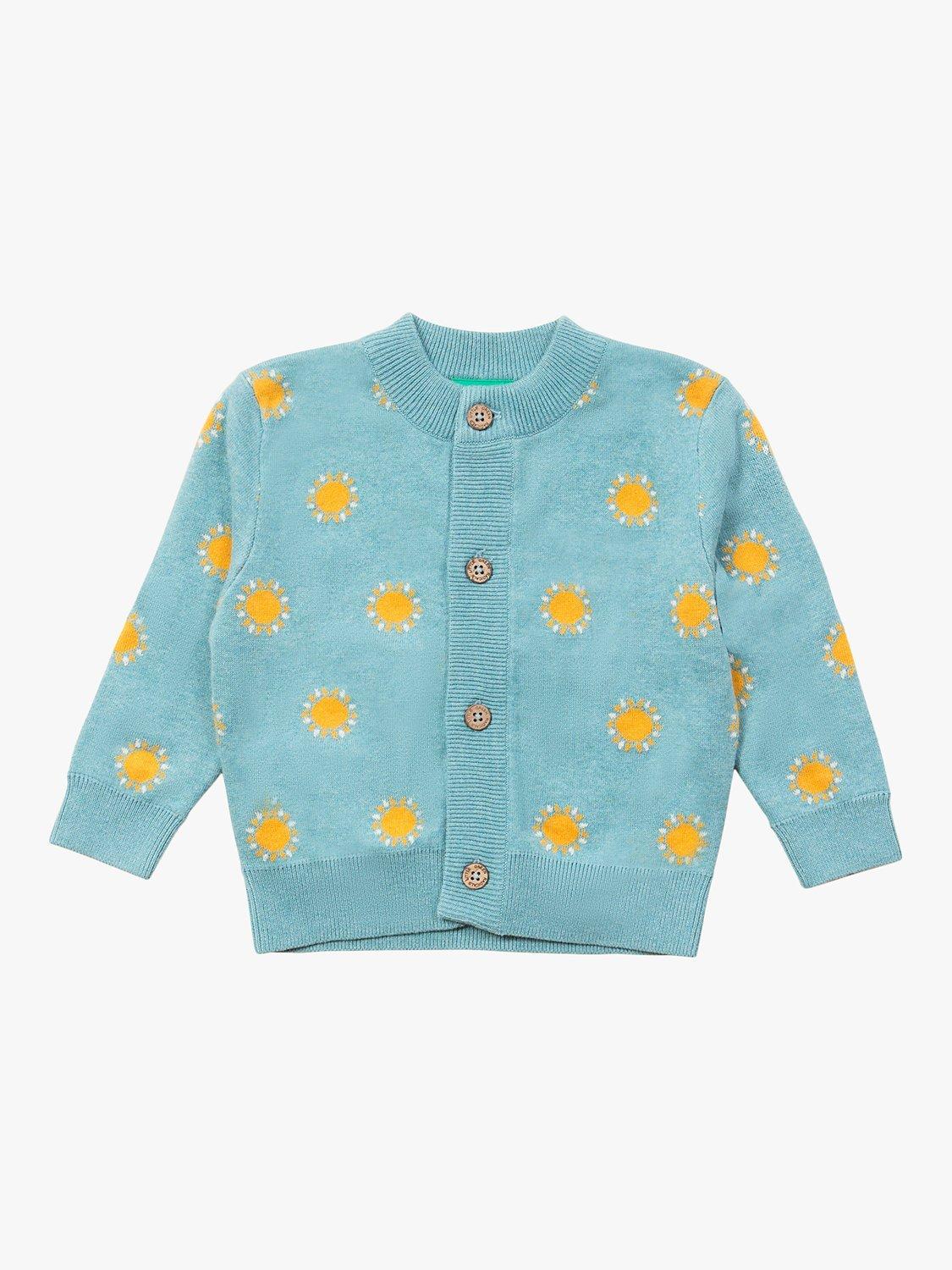 Little Green Radicals Kids' Organic Cotton Sunshine Knit Cardigan, Blue
