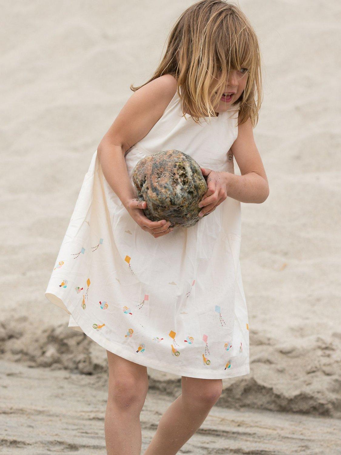 Little Green Radicals Baby Organic Sky Pinny Dress, Neutrals