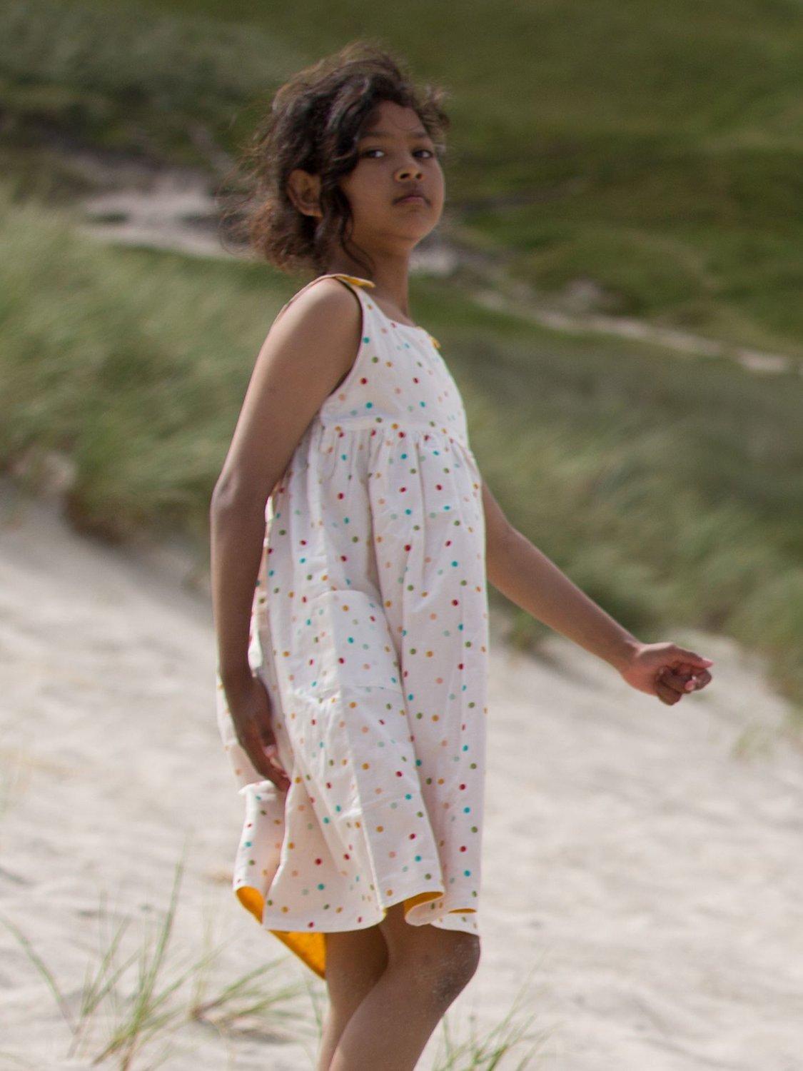 Little Green Radicals Baby Reversible Spot Pinny Dress, Rainbow