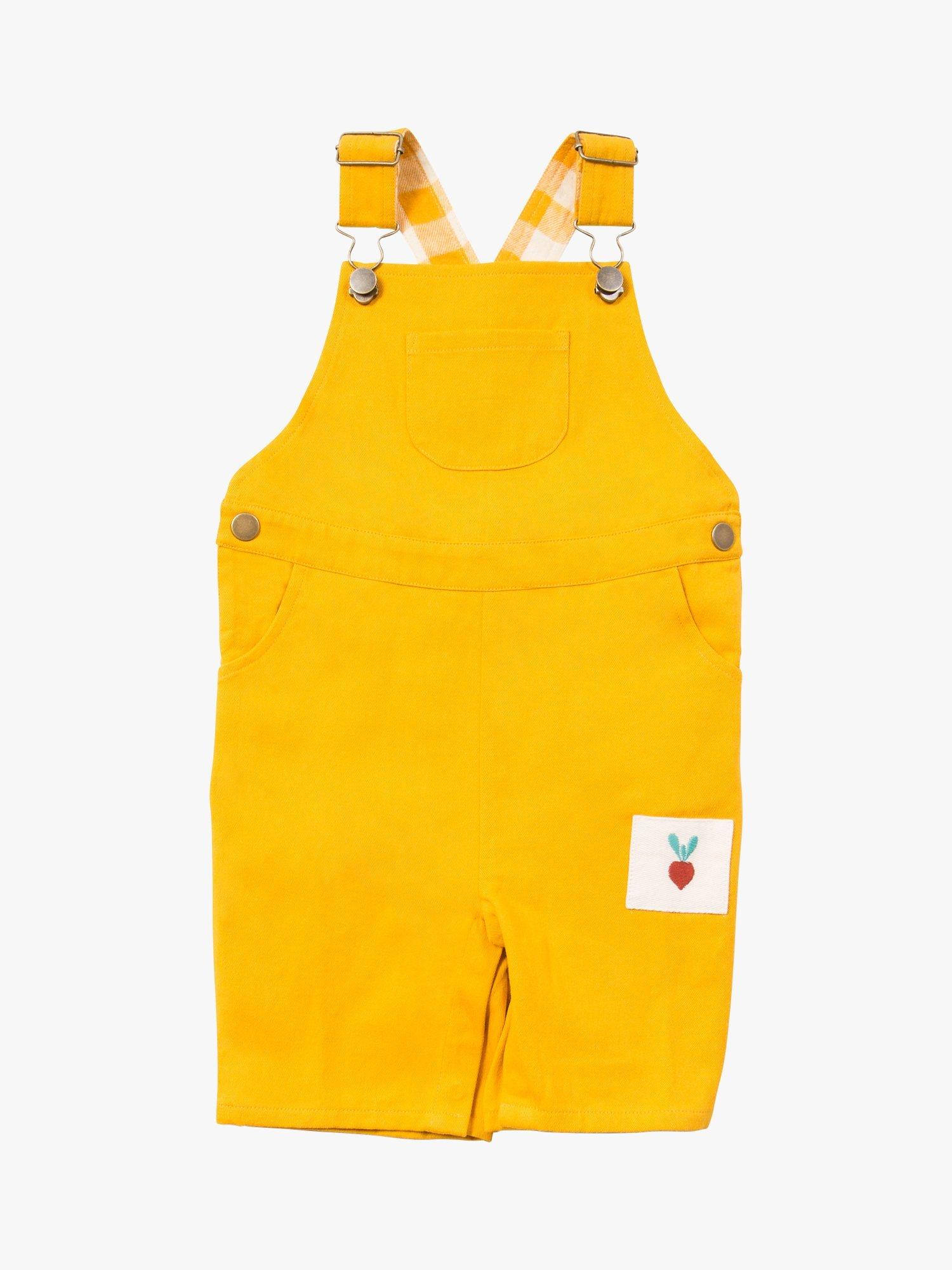 Little Green Radicals Baby Organic Cotton Twill Dungaree Shorts, Gold