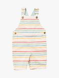 Little Green Radicals Baby Organic Cotton Rainbow Striped Dungaree Shorts, Multi