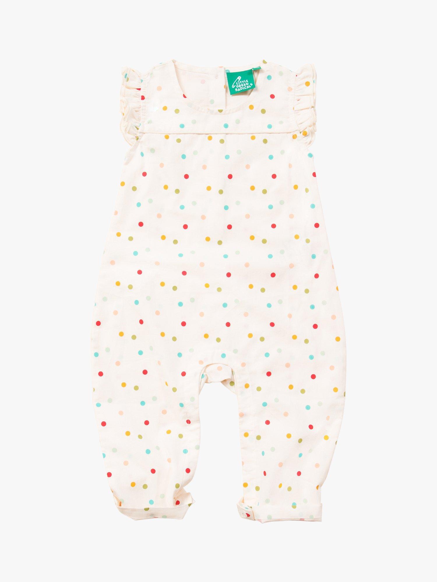 Little Green Radicals Baby Spots Organic Cotton Frill Summer Romper, Rainbow
