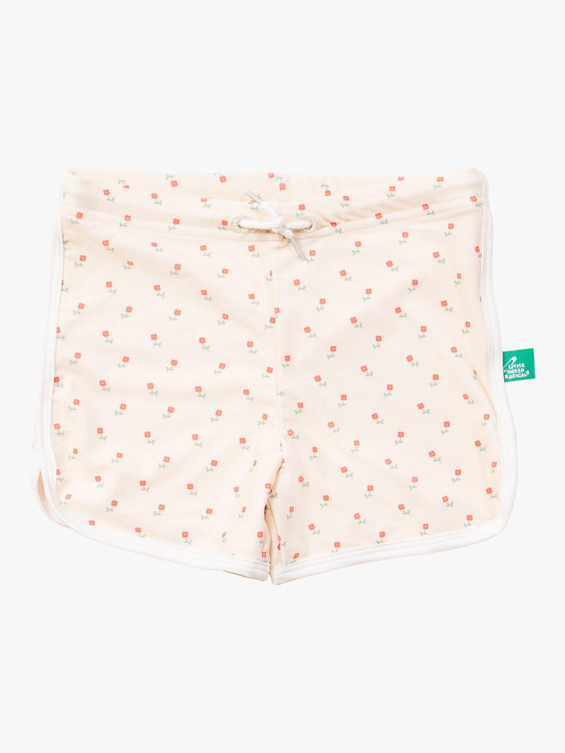 Little Green Radicals Baby Recycled Rose Flower Print Swim Shorts, Cream/Multi
