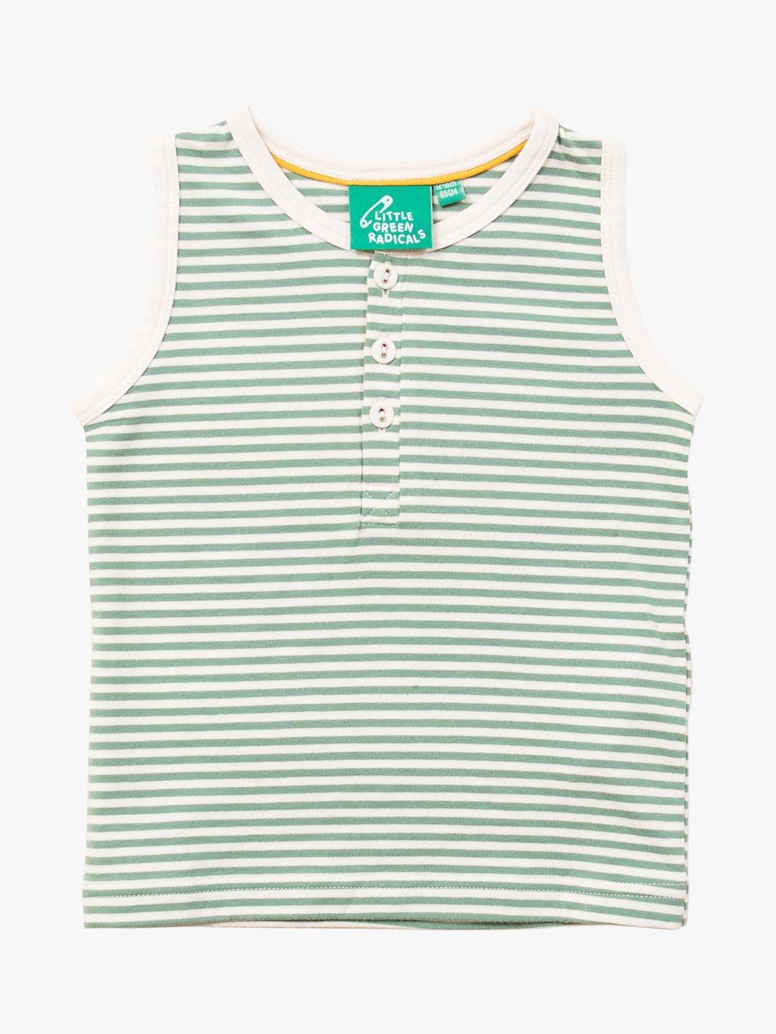 Little Green Radicals Baby Organic Striped Vest, Powder Blue, Algate Green