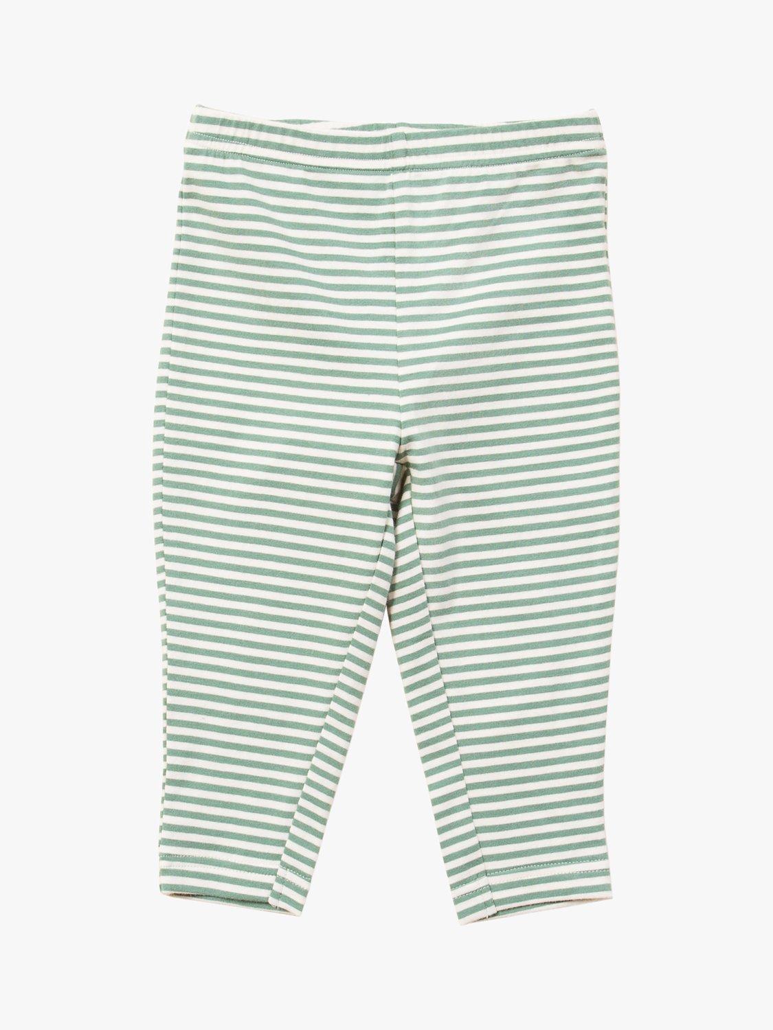 Little Green Radicals Baby Organic Cotton Striped Leggings, Algate Green
