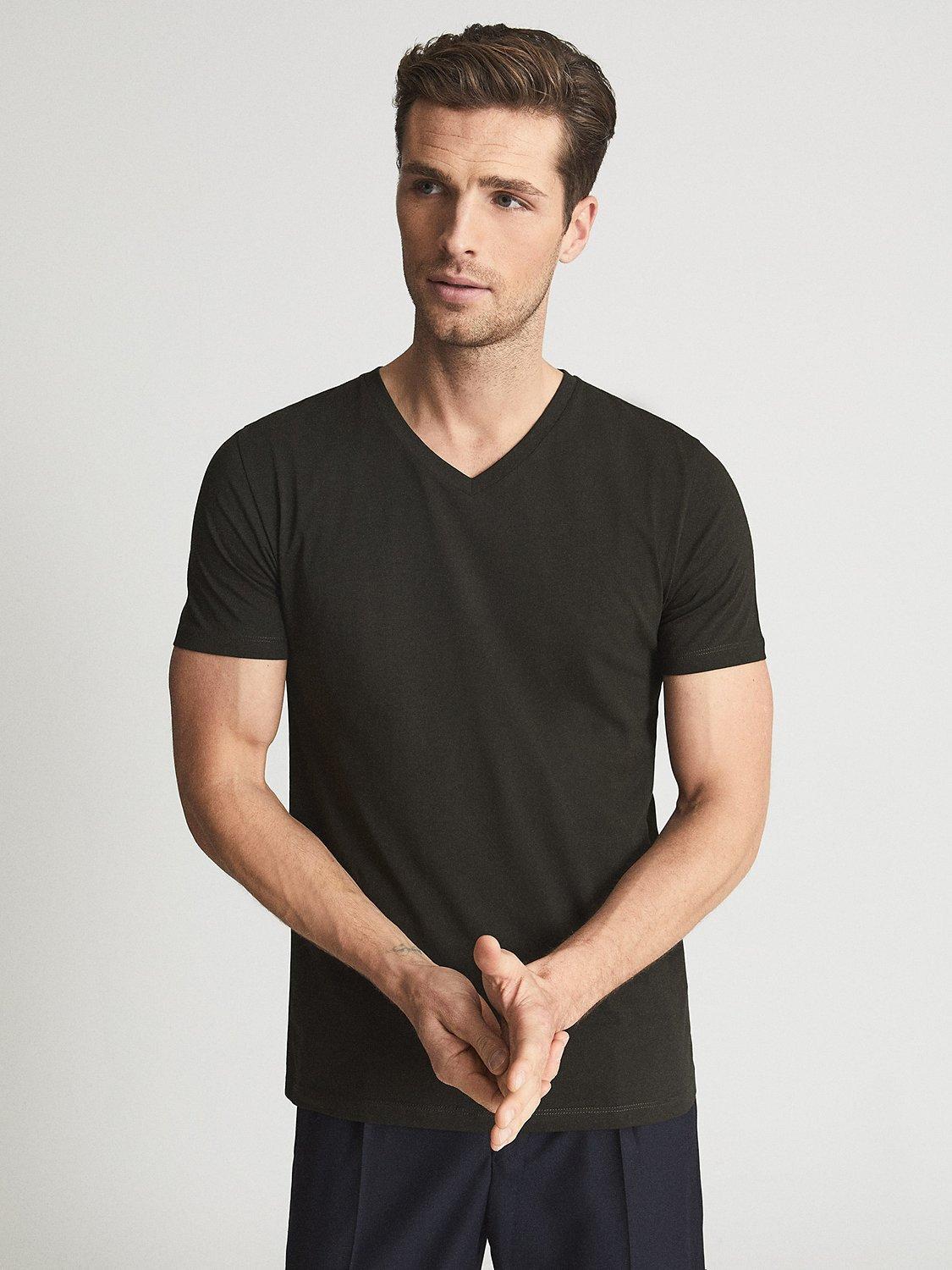 Reiss Dayton V-Neck T-Shirt, Oxidised Green