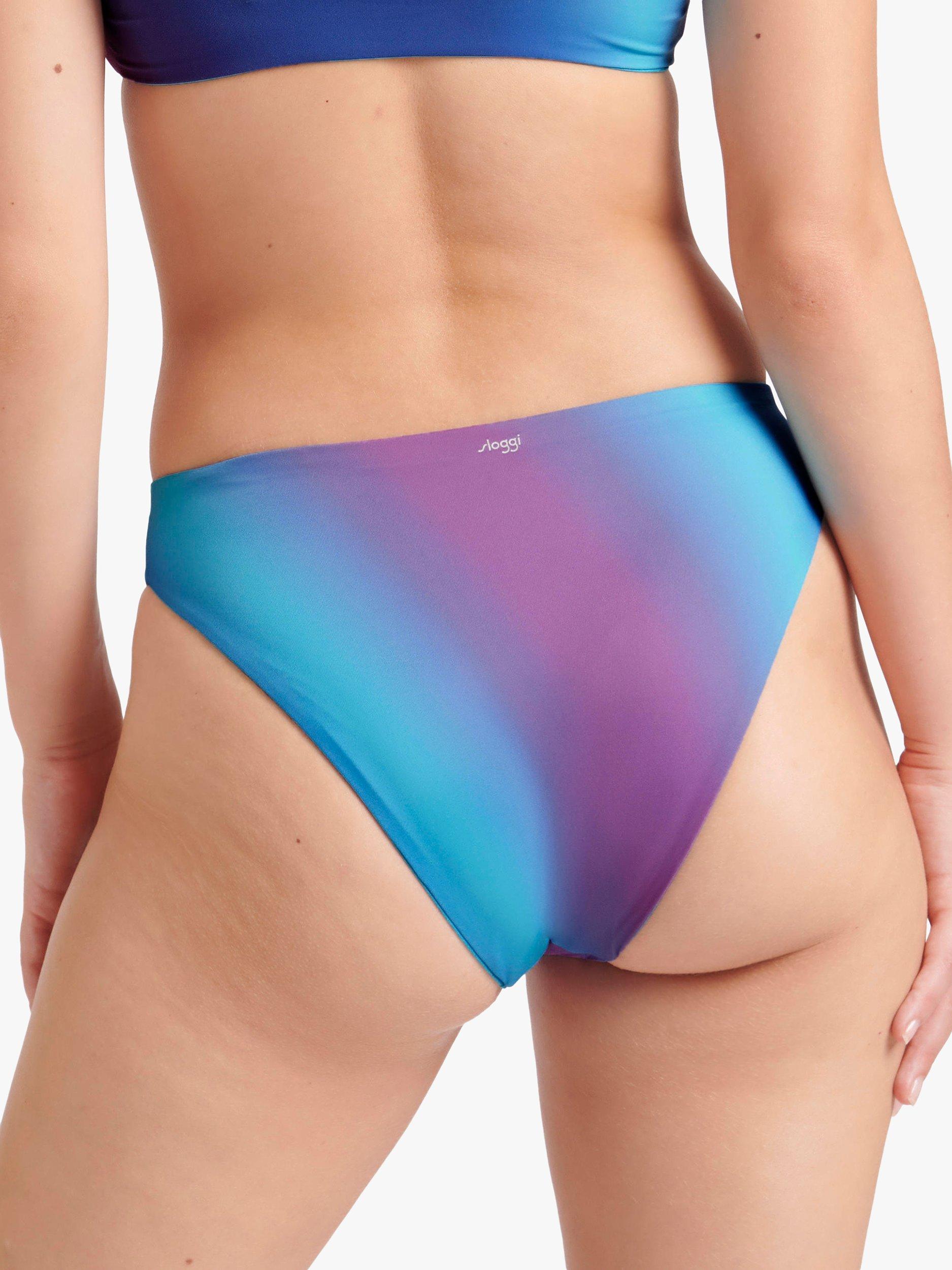Product image 3 of 11, which shows sloggi Shore Fornillo Reversible Bikini Bottoms, Turquoise/Purple, S