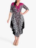 chesca Floral Print Jersey Dress, Fuchsia/Grey