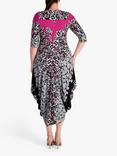 chesca Floral Print Jersey Dress, Fuchsia/Grey