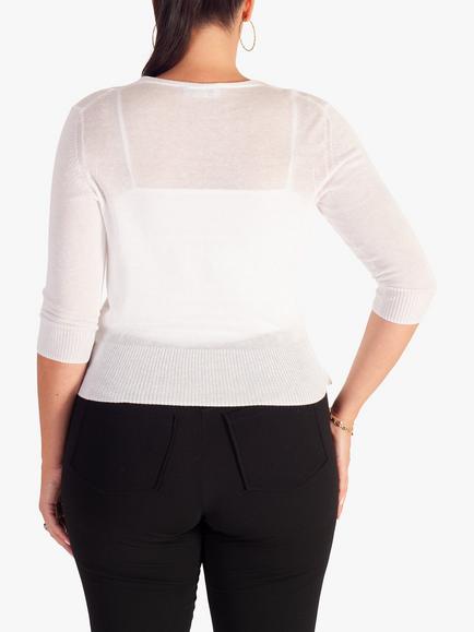 chesca Multiway Silk Linen Blend Cardigan - view 2, White