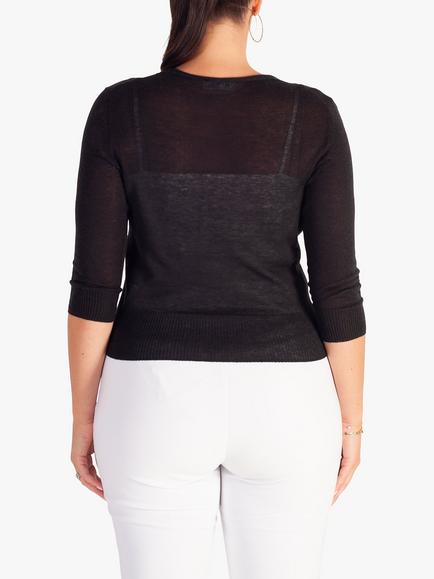 chesca Multiway Silk Linen Blend Cardigan - view 2, Black