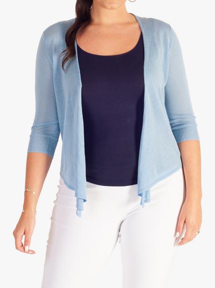 chesca Multiway Silk Linen Blend Cardigan, Sky