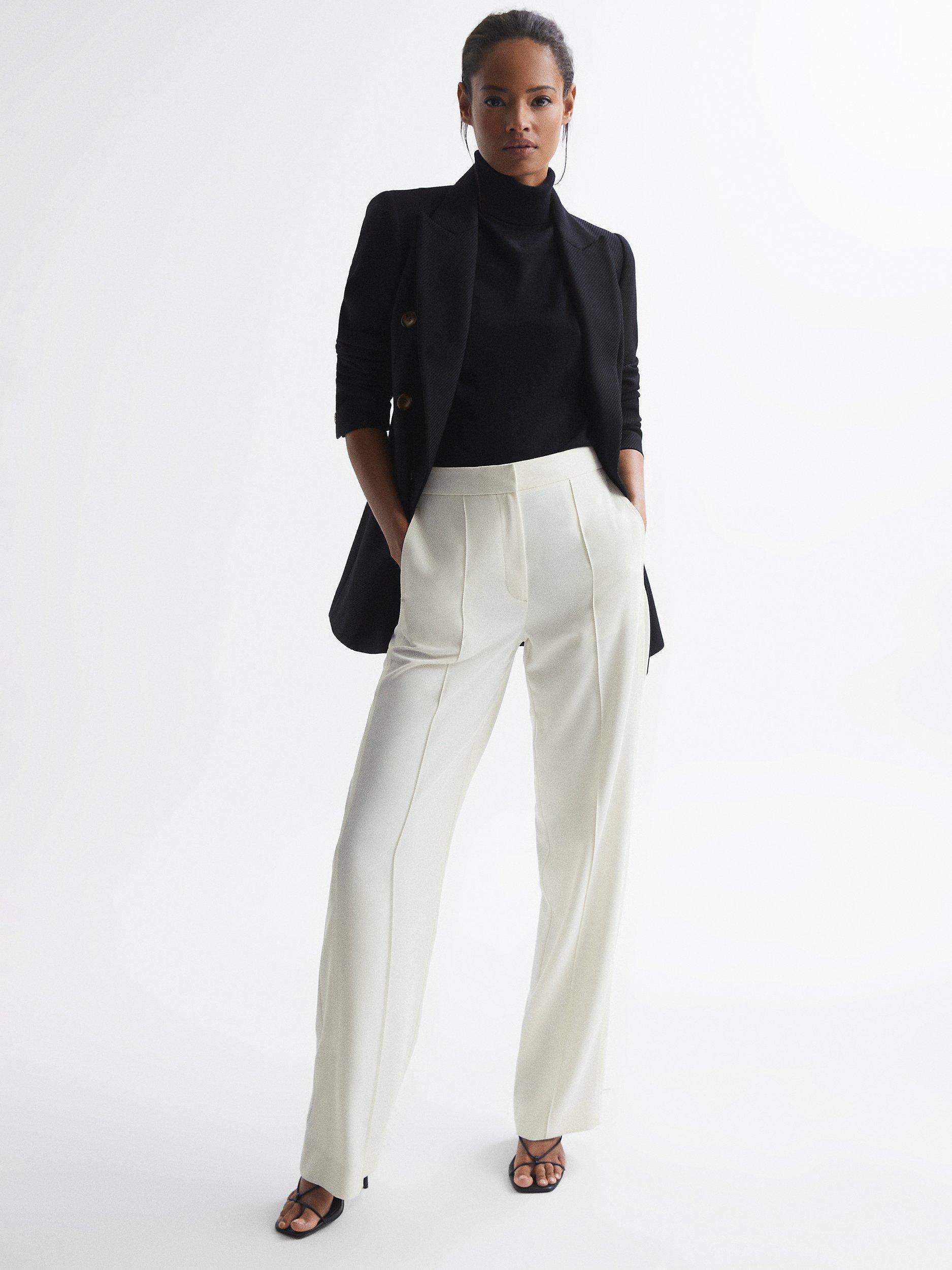 Reiss Petite Aleah Front Pleat Trousers, Cream