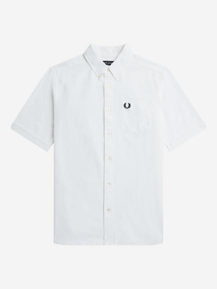 Fred Perry Cotton Short Sleeve Oxford Shirt, 100 White