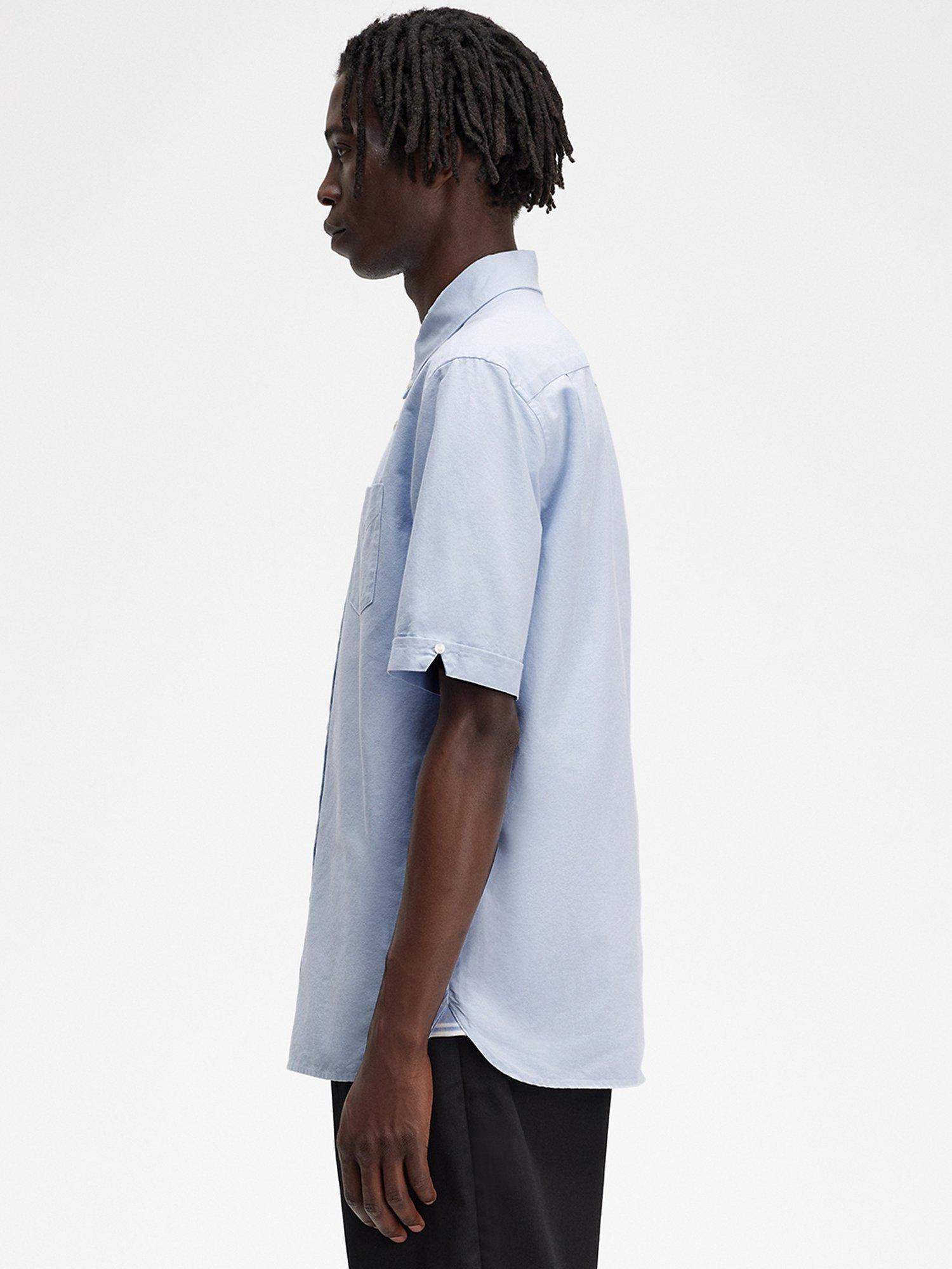 Product image 2 of 6, which shows Fred Perry Cotton Short Sleeve Oxford Shirt, 146 Blue, XXL