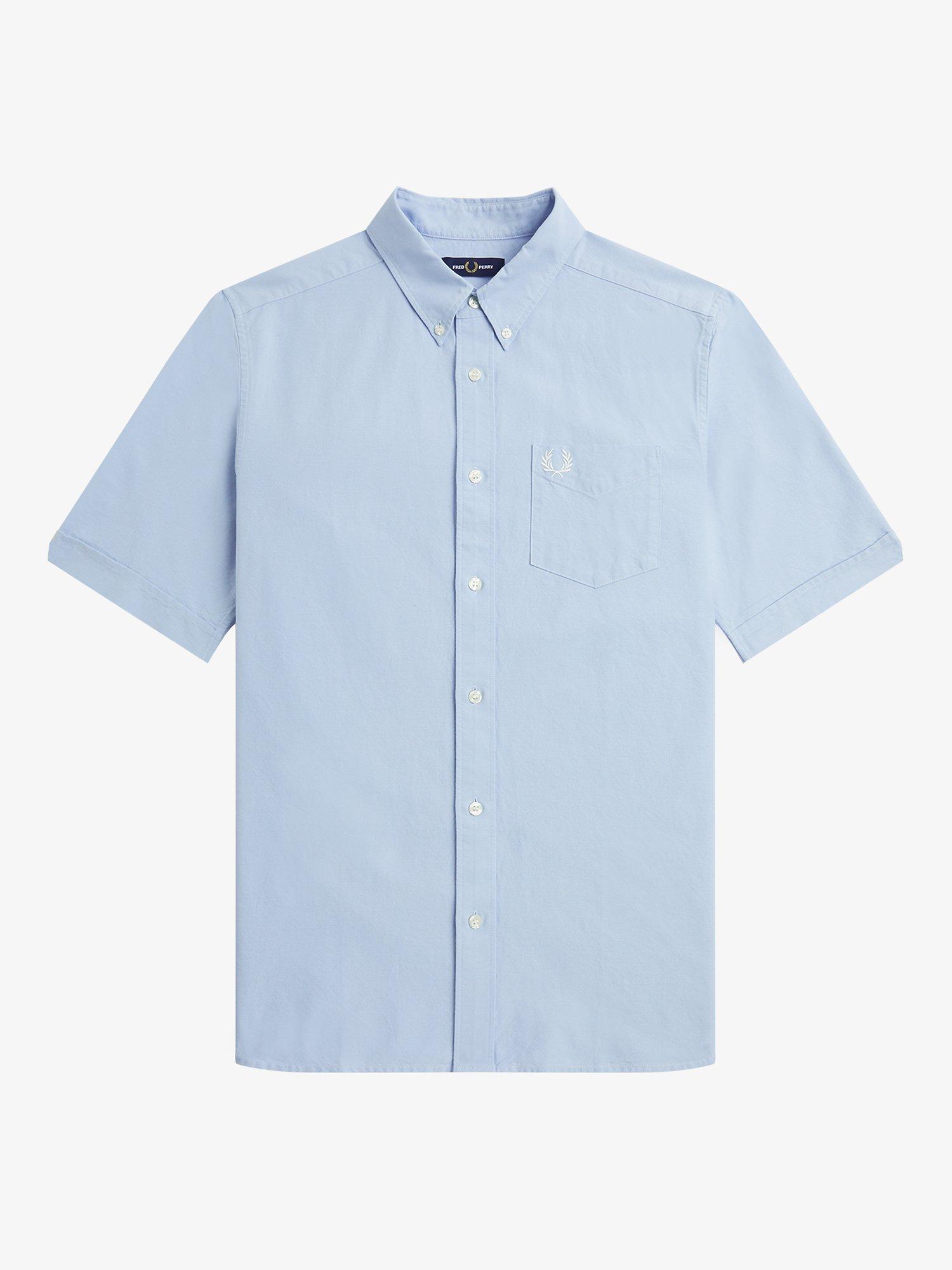 Product image 6 of 6, which shows Fred Perry Cotton Short Sleeve Oxford Shirt, 146 Blue, XXL