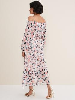 Phase Eight Vicky Off Shoulder Floral Midi Dress, Multi - view 2, Multi