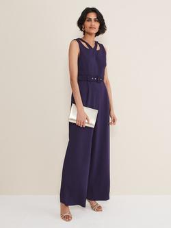 Phase Eight Anna Cutout Belted Jumpsuit, Ink, Ink