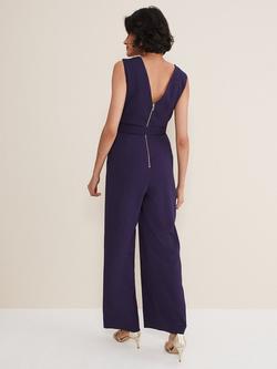 Phase Eight Anna Cutout Belted Jumpsuit, Ink - view 2, Ink